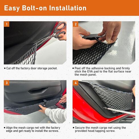 HOOKE ROAD DOOR DOB DOOR BOBKET STORAGE MESH NET NET FOR 2018-2025 JEEP WRANGLER JL & 2020-2025 GANDIATIAR JT (مقعد يدوي فقط) ، 2 PCS DOOR Side Organizer ALIMUNIM BASE in Saudi Arabia