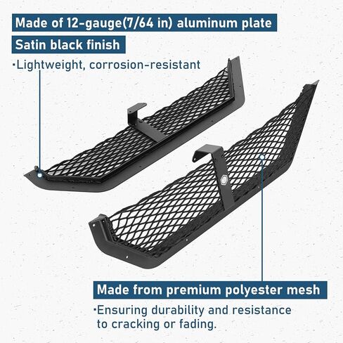 HOOKE ROAD DOOR DOB DOOR BOBKET STORAGE MESH NET NET FOR 2018-2025 JEEP WRANGLER JL & 2020-2025 GANDIATIAR JT (مقعد يدوي فقط) ، 2 PCS DOOR Side Organizer ALIMUNIM BASE in Saudi Arabia