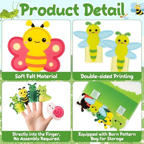 دمى الأصابع المزرعة Cocnny-10 مساءً ، شعرت Farm Farm Puppet مع مجموعة Barn Bag Make Making Crafts Fabor in Kuwait