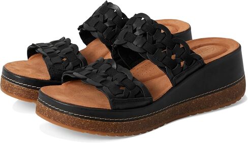Clarks Women's Kassanda Mule Wedge Sandal, Metallic Combi Leather, 8 in Saudi Arabia
