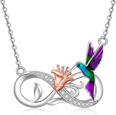 Hummingbird Necklace Infinity Hummingbird Necklaces for Women Sterling Silver Flower Hummingbirds Bird Jewelry Memorial Christmas Mothers Day Gifts in Saudi Arabia