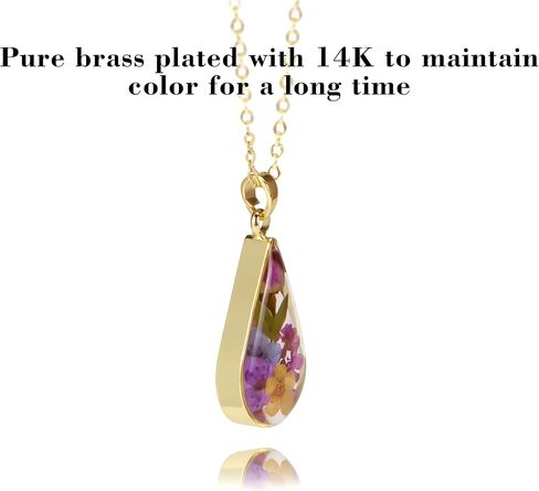 14k Gold Plated Pressed Flower Pendant Necklace for Women,birthday gifts for mom,Fashion Necklace Jewelry in Kuwait