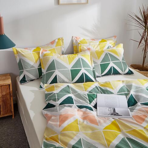 3 Piece Duvet Cover Set Queen (1 All Season Design Summer Duvet Cover + 2 Pillow Shams) with Colorful Dots, 800 - TC Comforter Cover with Zipper Closure, 4 Corner Ties - Pink Gray Yellow Circles in Kuwait