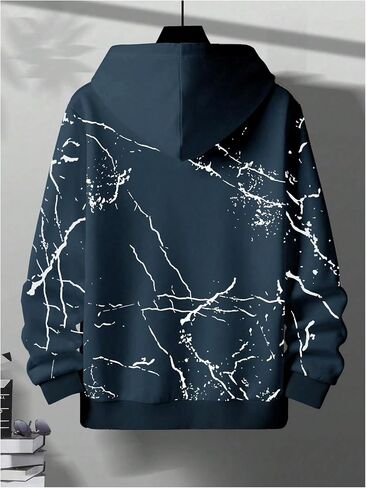 SHENHE Men's Letter Graphic Drawstring Hoodie Drop Shoulder Loose Pullover Sweatshirt with Pocket in Saudi Arabia
