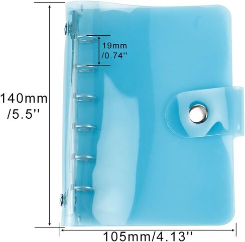 A6 Binder Cover Blue 6 Ring Budget Binder PVC Planner Notebook Binders Snap Button Closure Shell Protector Folders for A6 Refill Paper Binder Inserts Pockets Cash Envelopes (Blue, A6) in Kuwait