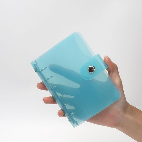 A6 Binder Cover Blue 6 Ring Budget Binder PVC Planner Notebook Binders Snap Button Closure Shell Protector Folders for A6 Refill Paper Binder Inserts Pockets Cash Envelopes (Blue, A6) in Kuwait