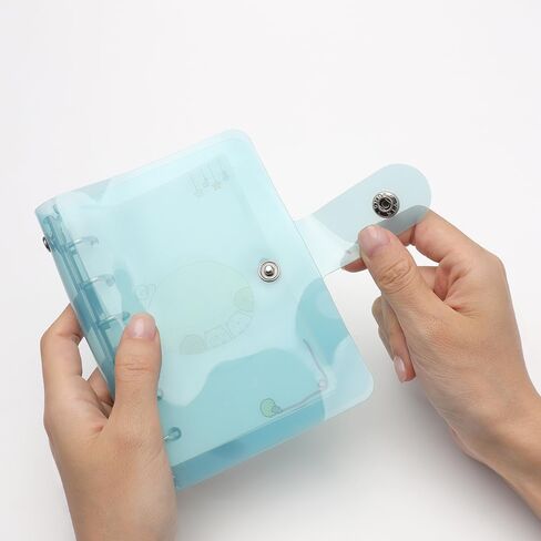 A6 Binder Cover Blue 6 Ring Budget Binder PVC Planner Notebook Binders Snap Button Closure Shell Protector Folders for A6 Refill Paper Binder Inserts Pockets Cash Envelopes (Blue, A6) in Kuwait