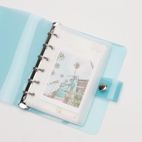 A6 Binder Cover Blue 6 Ring Budget Binder PVC Planner Notebook Binders Snap Button Closure Shell Protector Folders for A6 Refill Paper Binder Inserts Pockets Cash Envelopes (Blue, A6) in Kuwait