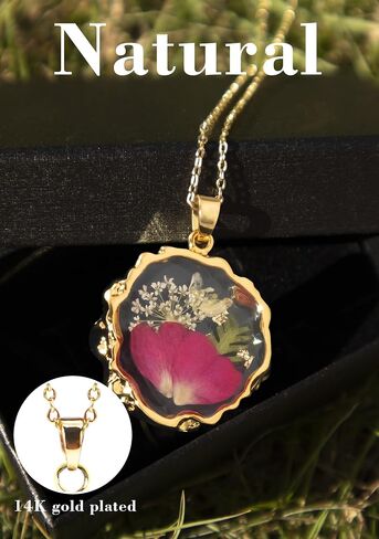 14k Gold Plated Pressed Flower Pendant Necklace for Women,birthday gifts for mom,Fashion Necklace Jewelry in Kuwait