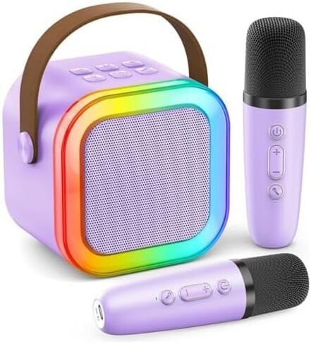 آلة الكاريوكي للأطفال ، آلة Kids Karaoke للبنات مع 2 ميكروفونات لاسلكية ، Mini Portable Bluetooth مكبرات الصوت Kids Karaoke Gifts for Girls and Boys Family Party in Kuwait