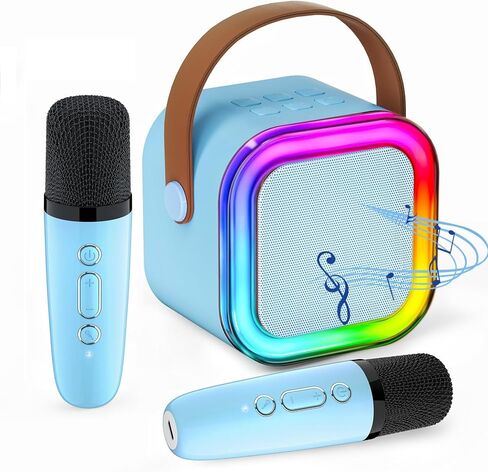 آلة الكاريوكي للأطفال ، آلة Kids Karaoke للبنات مع 2 ميكروفونات لاسلكية ، Mini Portable Bluetooth مكبرات الصوت Kids Karaoke Gifts for Girls and Boys Family Party in Kuwait