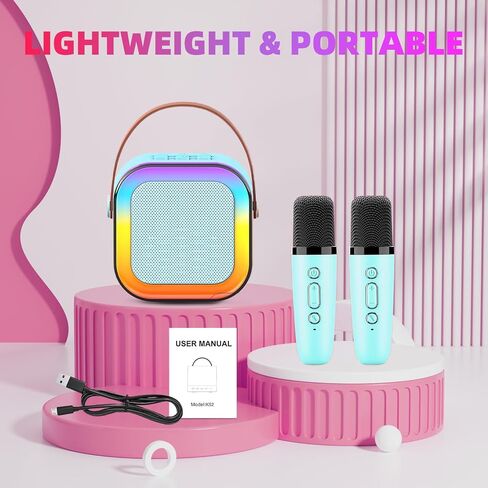 آلة الكاريوكي للأطفال ، آلة Kids Karaoke للبنات مع 2 ميكروفونات لاسلكية ، Mini Portable Bluetooth مكبرات الصوت Kids Karaoke Gifts for Girls and Boys Family Party in Kuwait