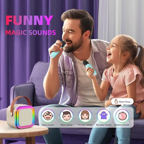 آلة الكاريوكي للأطفال ، آلة Kids Karaoke للبنات مع 2 ميكروفونات لاسلكية ، Mini Portable Bluetooth مكبرات الصوت Kids Karaoke Gifts for Girls and Boys Family Party in Kuwait