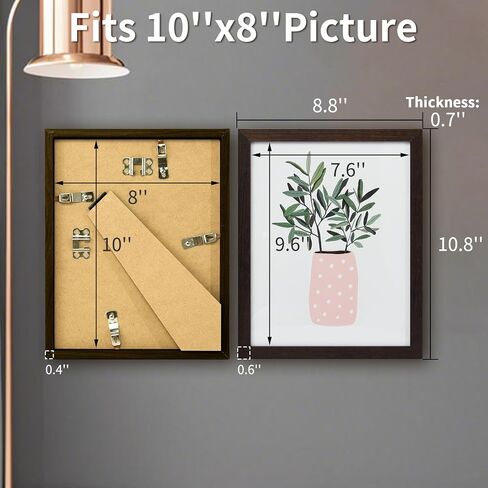 Art3dwallpanels Botanical Wall Art, Set of 4 Green Plants Wood Picture Frames Wall Decor Prints, Aesthetic Watercolor Botanical Poster for Bedroom Laundry Room Art Wall Hanging, Black Frame 8'' x 10'' in Kuwait