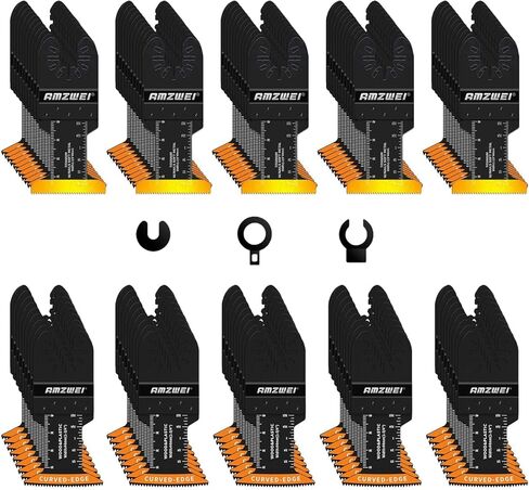 50PCS Titanium Oscillating Tool Blades, Curved Edge Oscillating Saw Blades for Metal, Wood, Plastic, Quick Release Multi Tool Blades Compatible with Dewalt Milwaukee Ryobi Rockwell Fein in Kuwait