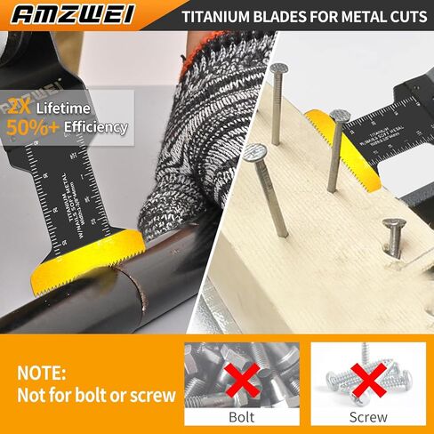 50PCS Titanium Oscillating Tool Blades, Curved Edge Oscillating Saw Blades for Metal, Wood, Plastic, Quick Release Multi Tool Blades Compatible with Dewalt Milwaukee Ryobi Rockwell Fein in Kuwait