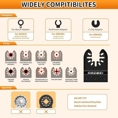 50PCS Titanium Oscillating Tool Blades, Curved Edge Oscillating Saw Blades for Metal, Wood, Plastic, Quick Release Multi Tool Blades Compatible with Dewalt Milwaukee Ryobi Rockwell Fein in Kuwait