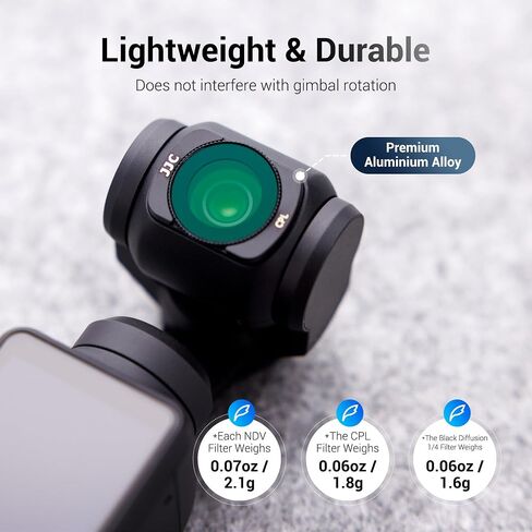 JJC 4-Pack Magnetic ND Filter & 1/4 Black Mist Diffusion Filter Kit for DJI OSMO Pocket 3, ND16 ND64 ND256 Neutral Density & Cinematic Dreamy Effect Filter, Multi-Coated HD Optical Glass in Saudi Arabia