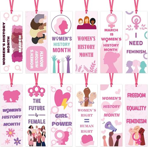 Haooryx Women's History Month Bookmarks - 120Pcs I Need Feminism Bookmarks Freedom Equality Feminism Book Mark for Women's History Month Theme Favor Demonstration Classroom Stationery Handout Supplies in Saudi Arabia