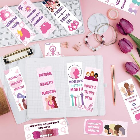 Haooryx Women's History Month Bookmarks - 120Pcs I Need Feminism Bookmarks Freedom Equality Feminism Book Mark for Women's History Month Theme Favor Demonstration Classroom Stationery Handout Supplies in Saudi Arabia