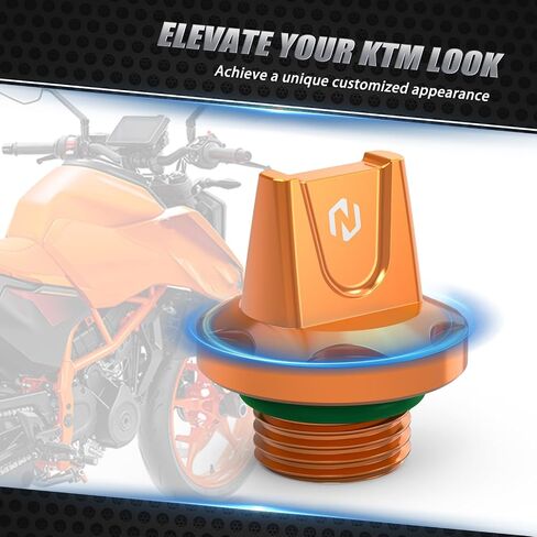 Nicecnc Orange Oild تعبئة زيت الغطاء مع O-Ring Aluminium متوافق مع 125 Duke 2024 ، 250 Duke 2024 ، 390 Duke 2024 ، بديل لـ 9633092004404a ، انظر Fitments in Saudi Arabia