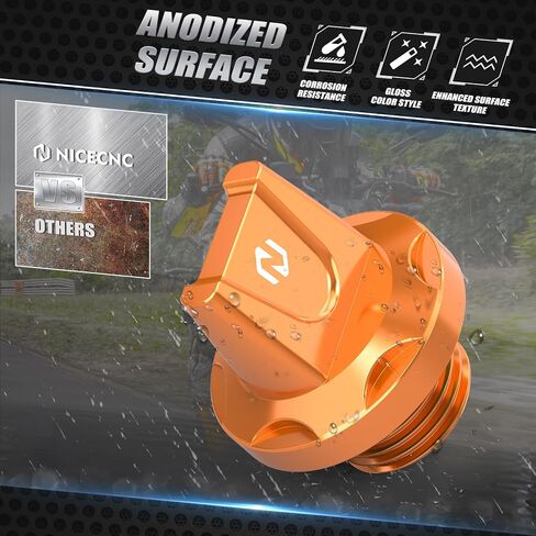 Nicecnc Orange Oild تعبئة زيت الغطاء مع O-Ring Aluminium متوافق مع 125 Duke 2024 ، 250 Duke 2024 ، 390 Duke 2024 ، بديل لـ 9633092004404a ، انظر Fitments in Saudi Arabia