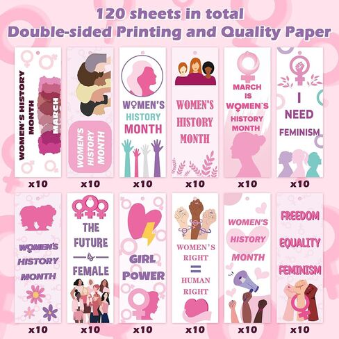 Haooryx Women's History Month Bookmarks - 120Pcs I Need Feminism Bookmarks Freedom Equality Feminism Book Mark for Women's History Month Theme Favor Demonstration Classroom Stationery Handout Supplies in Saudi Arabia