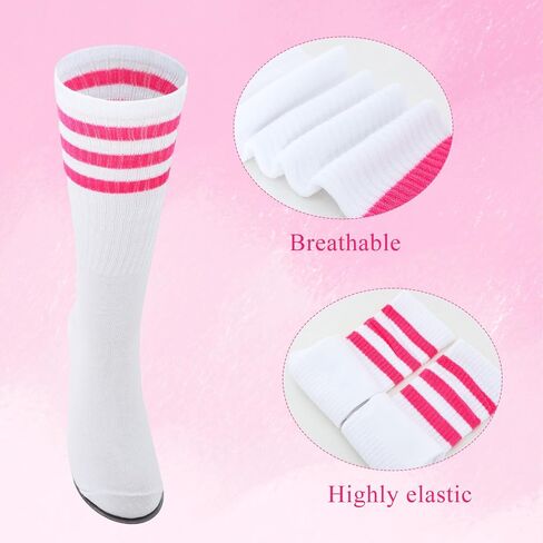 5 Pieces Striped Sweatbands Sock Set Sports Headband High Tube Socks and Wristbands for Women Men Sports 80s Party 80s Accessories Costumes in Kuwait