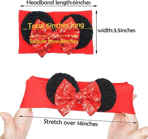 1PC Mouse Ears Headband/Headwrap - Toddler, Baby, Kids - Party supplies - Pink Sequin in Kuwait