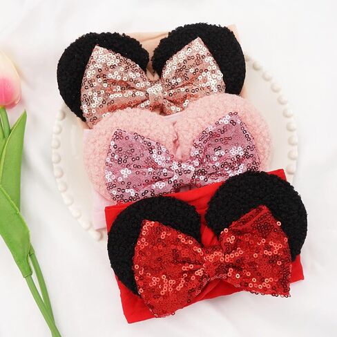 1PC Mouse Ears Headband/Headwrap - Toddler, Baby, Kids - Party supplies - Pink Sequin in Kuwait