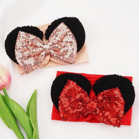 1PC Mouse Ears Headband/Headwrap - Toddler, Baby, Kids - Party supplies - Pink Sequin in Kuwait
