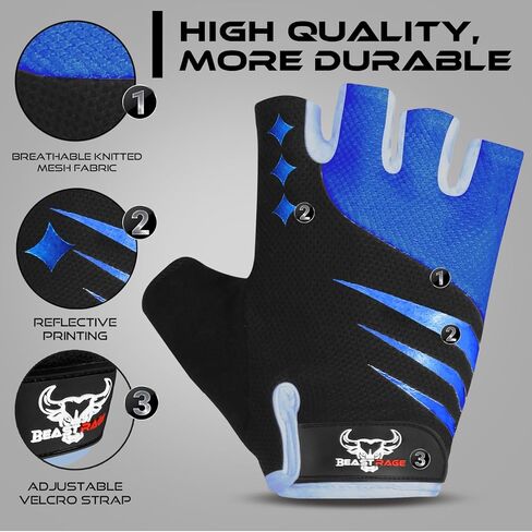 وحش الغضب نصف إصبع القفازات لركوب الدراجات للرجال النساء ، هلام مبطن مضاد للانزلاق الصدمات تمتص الأوزان القفازات الصال in Kuwait