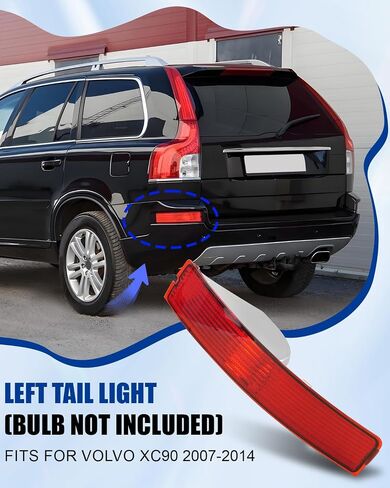 Red Left Left Pumper Trim Trim Lights Replacement ، مصباح الفرامل المصباح الخلفي على جانب السائق بدون لمبة ، مناسب لـ Volvo XC90 2007-2014 ، استبدل 31213647 31111185 in Kuwait