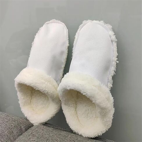 Winter Warm Fur Insoles, 2 Pairs Unisex Home Slippers Inserts, Removable Washable for Shoes, Boots, Slippers. (Black + White, 6.5-7) in Saudi Arabia