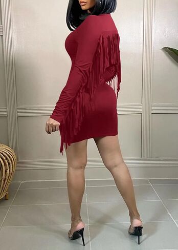 Mintsnow نساء مثير الأكمام الطويلة bodycon فستان فستان الطاقم الصلبة روكيل شرابات صغيرة الفساتين كوكتيل حفلة in Kuwait