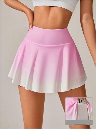 Sweatyrocks تنس الكشكش للسيدات تنانير Ombre طباعة عالية الخصر تمرينات رياضية مع الجيب in Kuwait