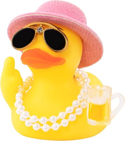 Wonuu Rubber Duck Car Ornament Funny Office Office Gifts Duck Car Dashboard Decorations Quirky Dick Duck Rubber Ducky Funny Car Accessories in Kuwait