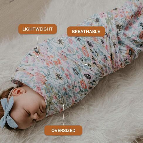 Parker Baby Co. Swaddle Blankets - Pack of 3 of 100% Cotton Muslin Swaddle Blankets for Baby Boys and Girls - Unisex/Gender Neutral - Classics Set in Kuwait