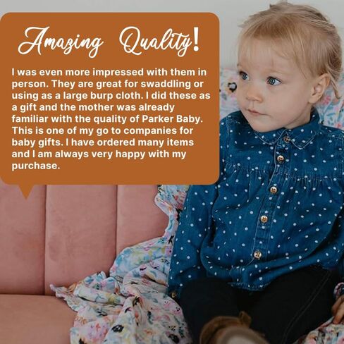 Parker Baby Co. Swaddle Blankets - Pack of 3 of 100% Cotton Muslin Swaddle Blankets for Baby Boys and Girls - Unisex/Gender Neutral - Classics Set in Kuwait