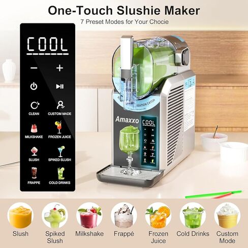 آلة Slushie للمنزل 15-60 دقيقة - صانع الآلات المسلح لا يحتاج الجليد إلى التنظيف الذاتي ، آلة المشروبات المجمدة ، 7 برامج محددة مسبقًا للمارغريتا ، فراب ، اللبن ، الصودا ، عصير الفاكهة in Saudi Arabia