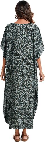 Beautybatik Boho Animal Stripe Print Plus Size Women Kimono Kaftan Maxi Long Sleeve Beach Cover Up Loungewear Dress XL to 4X in Kuwait