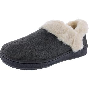 Clarks Womens Suede Leather Ankle Bootie Slipper JMH2034 - Plush Faux Fur Lined - Indoor Outdoor House Slippers For Women (8 M US, Brown/Brown Leopard) in Saudi Arabia