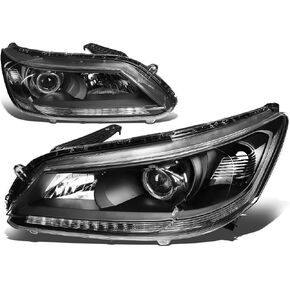 Auto Dynasty Factory Style Projector Headlights Assembly Compatible with Honda Accord 4-Door Sedan 9th Gen 2013-2015, Driver and Passenger Side,Housing Clear Corner (Black) in Kuwait