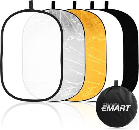 EMART 24'' x 36''(60 x 90cm) 5 in 1 Photo Collapsible Photography Reflector with Bag, Large Oval Portable Panel for Studio Video, Portraint, Outdoor Shooting -Translucent, White, Silver, Gold, Black in Saudi Arabia