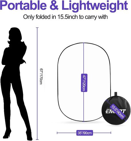 EMART 24'' x 36''(60 x 90cm) 5 in 1 Photo Collapsible Photography Reflector with Bag, Large Oval Portable Panel for Studio Video, Portraint, Outdoor Shooting -Translucent, White, Silver, Gold, Black in Saudi Arabia