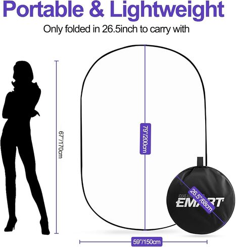 EMART 24'' x 36''(60 x 90cm) 5 in 1 Photo Collapsible Photography Reflector with Bag, Large Oval Portable Panel for Studio Video, Portraint, Outdoor Shooting -Translucent, White, Silver, Gold, Black in Saudi Arabia