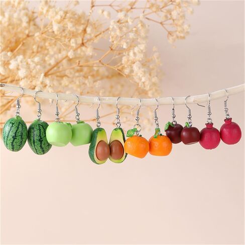 Cute 3D Fruit Dangle Earrings for Women Resin Imitation Food Drop Earrings Acrylic Strawberry Grape Orange Avocado Lemon Earrings Jewelry Gift- in Saudi Arabia