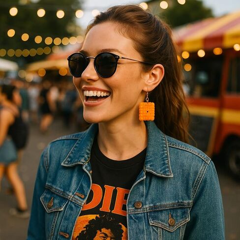 Cheese Cracker Earrings – Fun, Snack-Inspired Fashion Earrings in Saudi Arabia