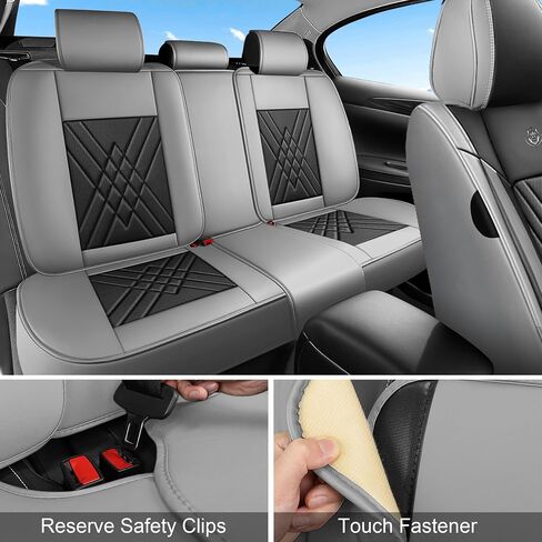 Seat Covers Full Set Custom Fit for Nissan Rogue 2007-2025,Standed 5 Seats Full Coverage Waterproof Leather Seat Cover for Car, Non-Slip Car Seat Cushion(Black Gray) in Kuwait