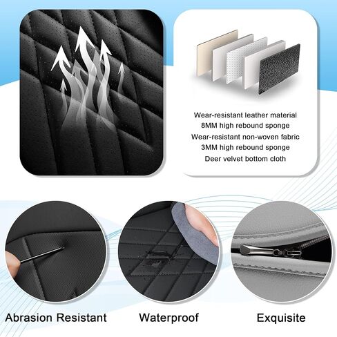 Seat Covers Full Set Custom Fit for Nissan Rogue 2007-2025,Standed 5 Seats Full Coverage Waterproof Leather Seat Cover for Car, Non-Slip Car Seat Cushion(Black Gray) in Kuwait